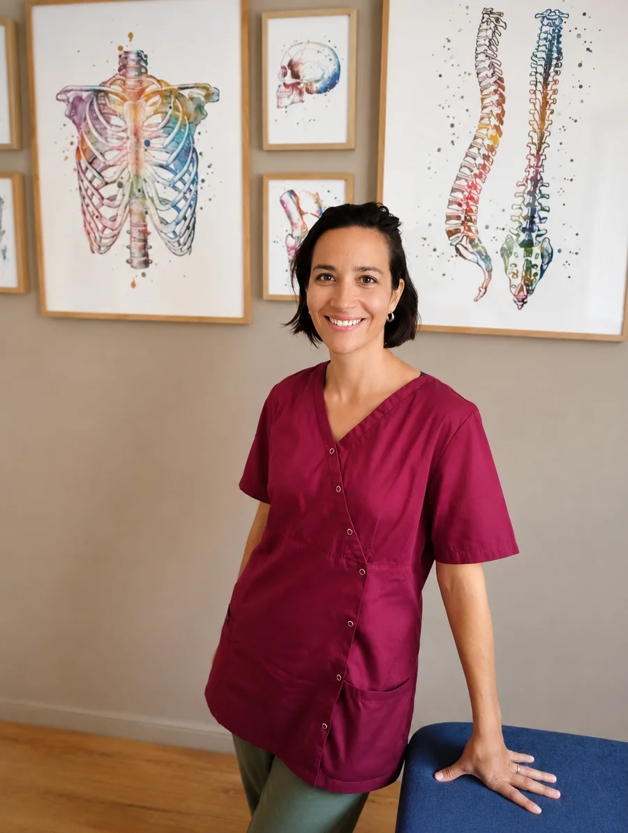 Eléonore Peigné, ostéopathe D.O. à Nantes, dans son cabinet